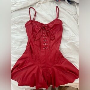 Dolls Kill Red Faux Leather Dress
